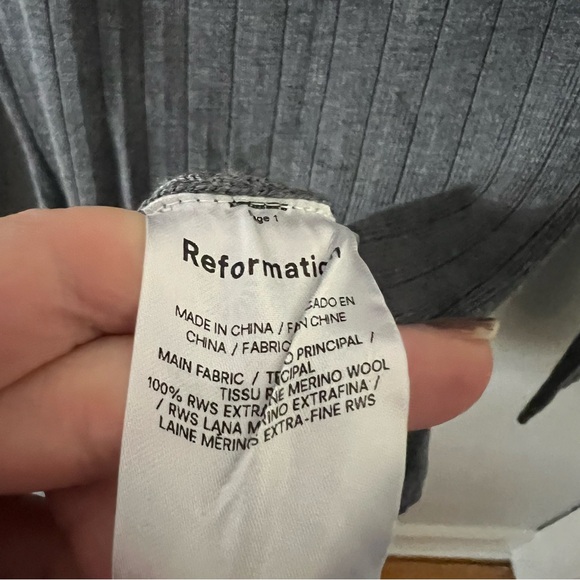 Reformation Nicole Regenerative Merino Sweater Mini Dress in Mid Grey - Picture 6 of 7